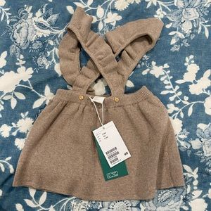 H&M Baby Sweater Dress Skirt 2-4 months Suspender Straps ruffle overall